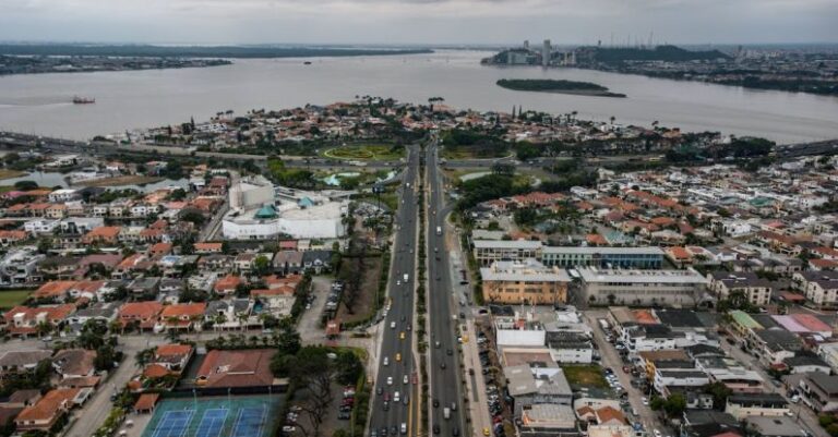 ECU - Aerial View of the Samborondon Town in the River Delta